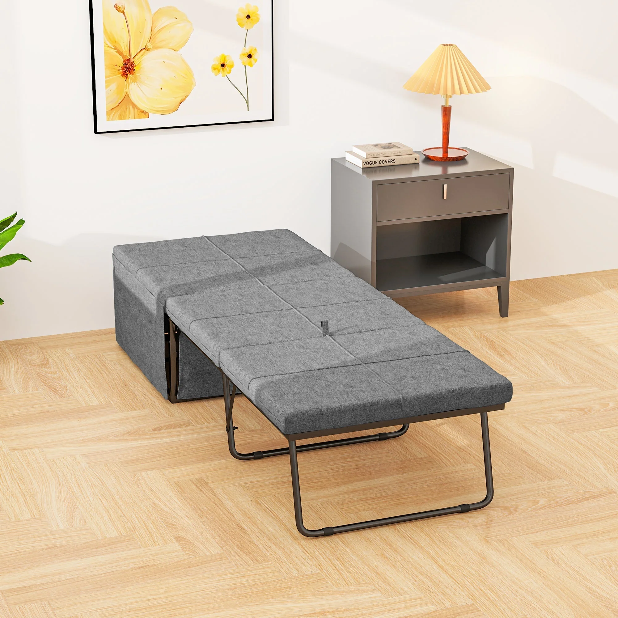 Folding Bed, 8cm Foam Mattress, 120 kg Capacity, Grey Metal - Image 6