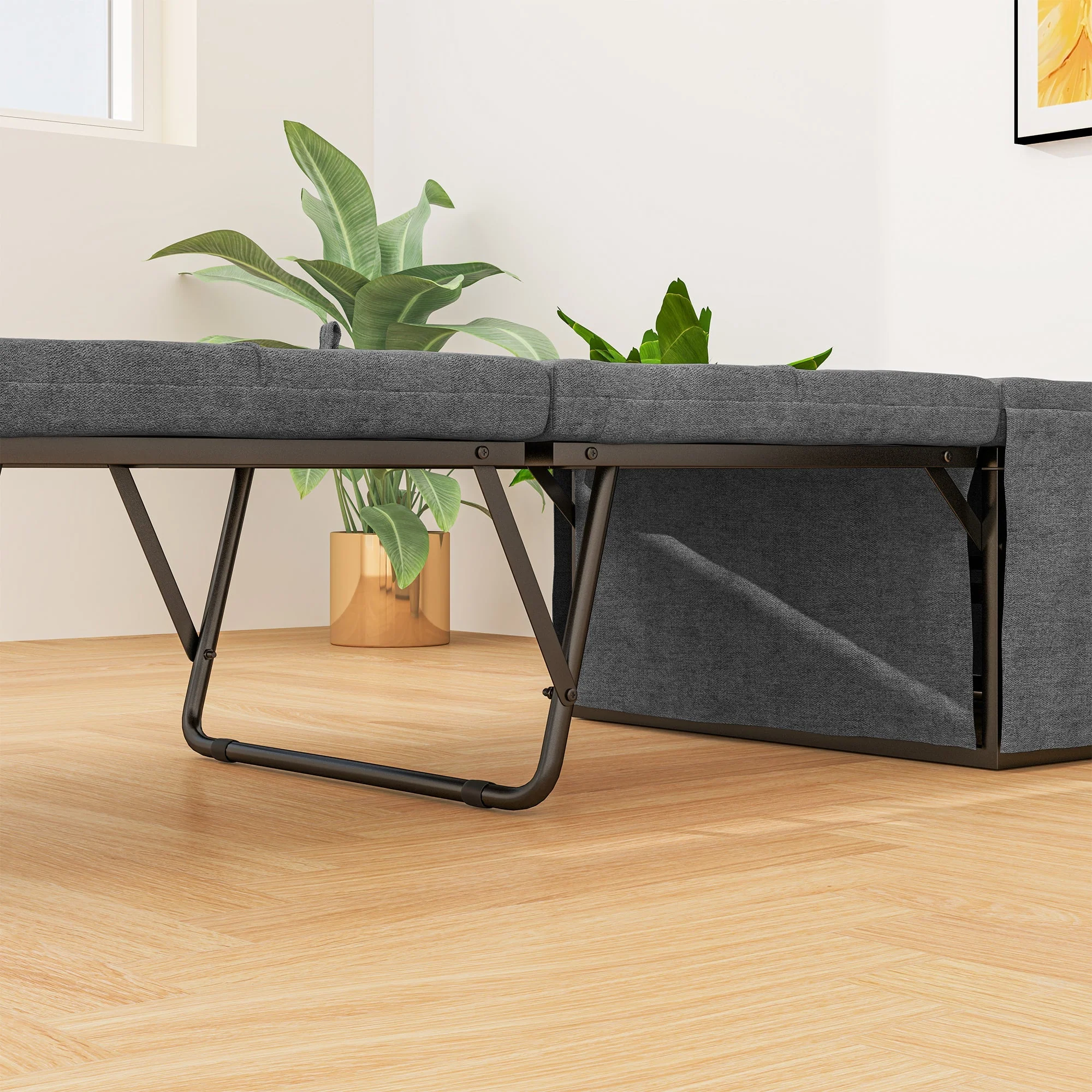 Folding Bed, 8cm Foam Mattress, 120 kg Capacity, Grey Metal - Image 8