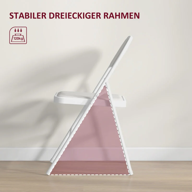 Folding Chairs, Portable Office with Cushions, Faux Leather White - Image 5