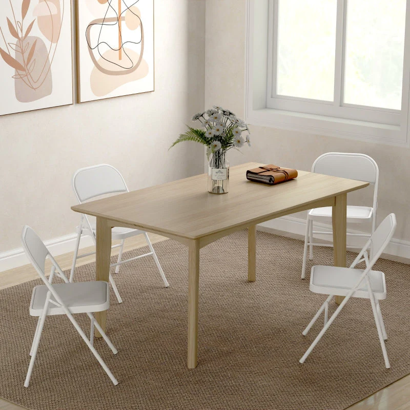 Folding Chairs, Portable Office with Cushions, Faux Leather White - Image 7