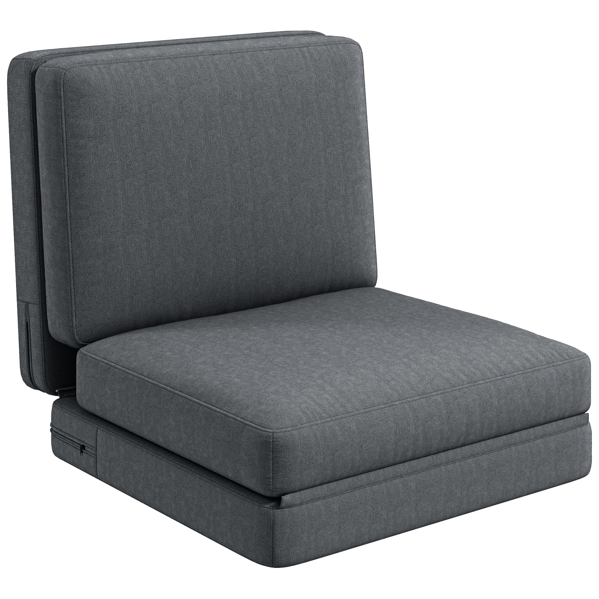 Folding Sofa Bed, 3-in-1 Velvet, Storage Space, Dark Grey - Image 2