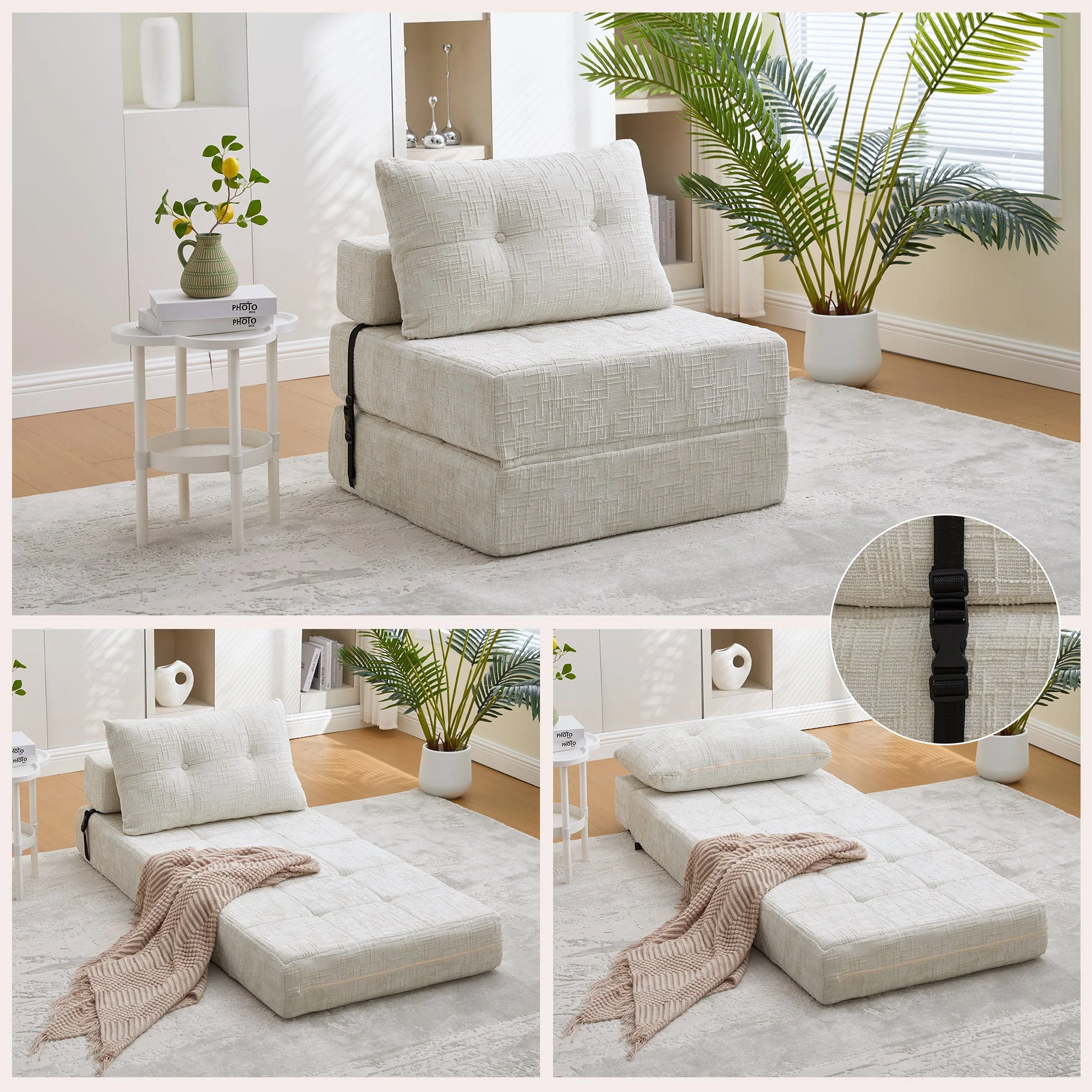 Folding Sofa Bed, Portable with Pillows & Backrest, Comfortable Floor Mattress