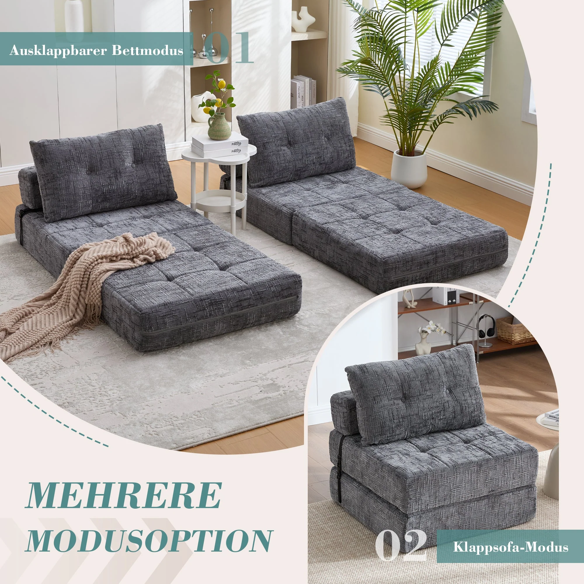 Folding Sofa Bed with Pillows & Backrest, Comfortable Floor Mattress - Image 5