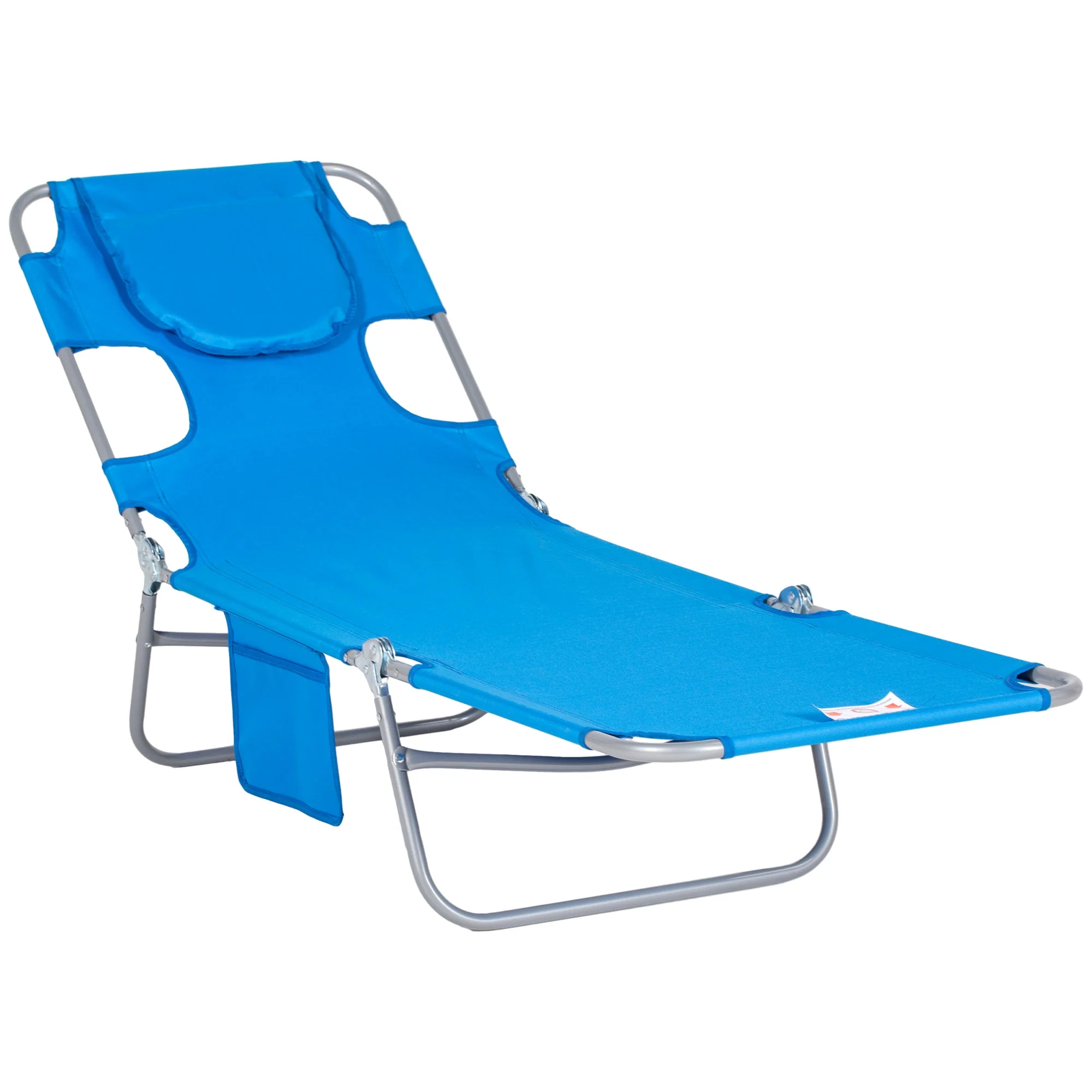 Folding Sun Lounger with Reading Window, 5-Position Adjustable, 120 kg Load Capacity, Blue