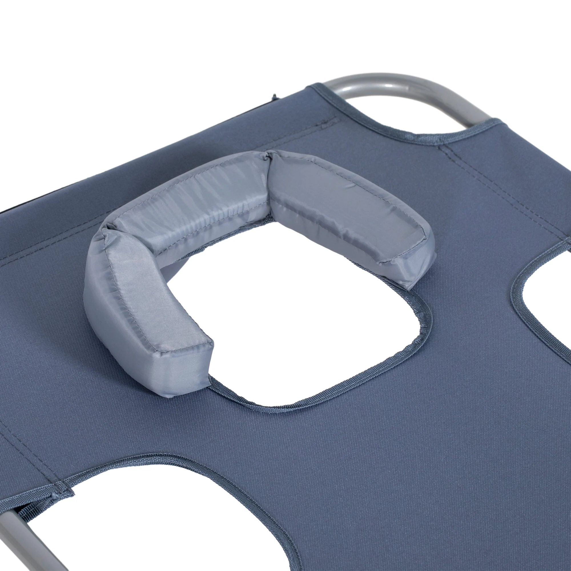 Folding Sun Lounger with Reading Window, 5-Position Adjustable, 120 kg Load Capacity, Grey - Image 8