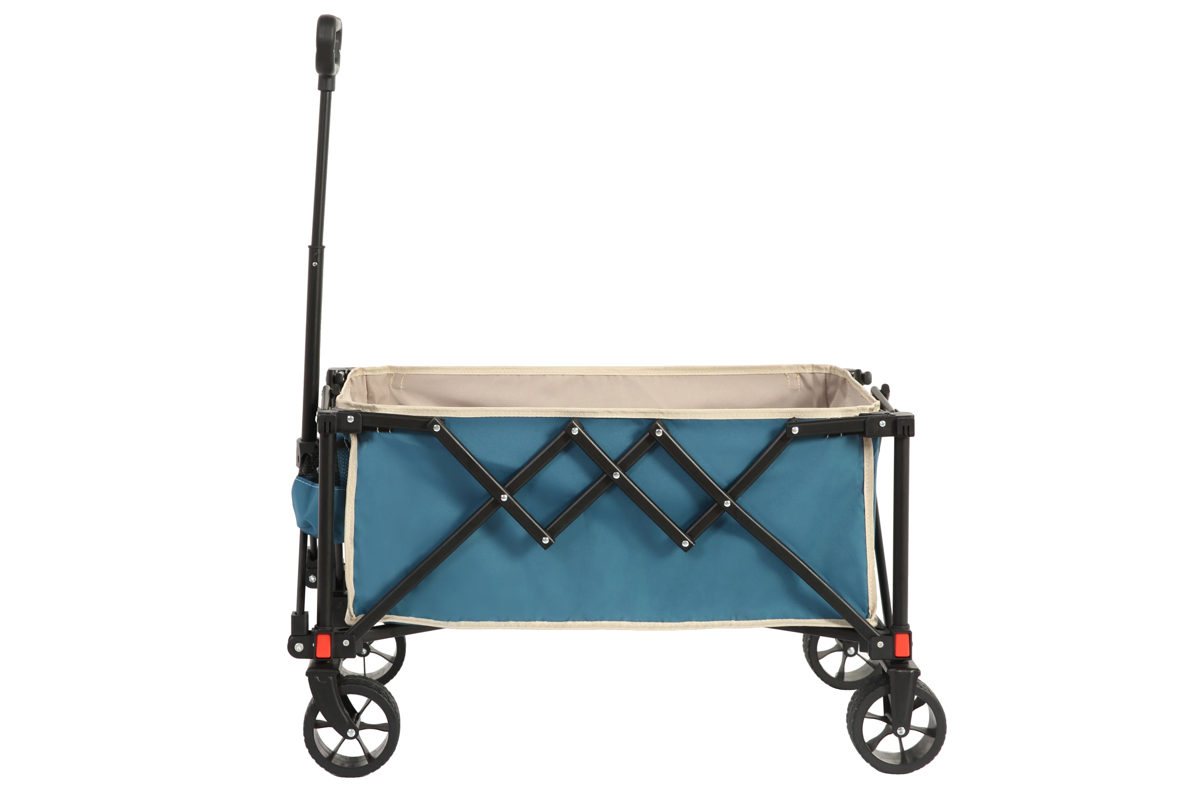 Folding Wagon Cart with All Terrain Wheels, Heavy Duty, Adjustable Handle, Outdoor Utility, Blue