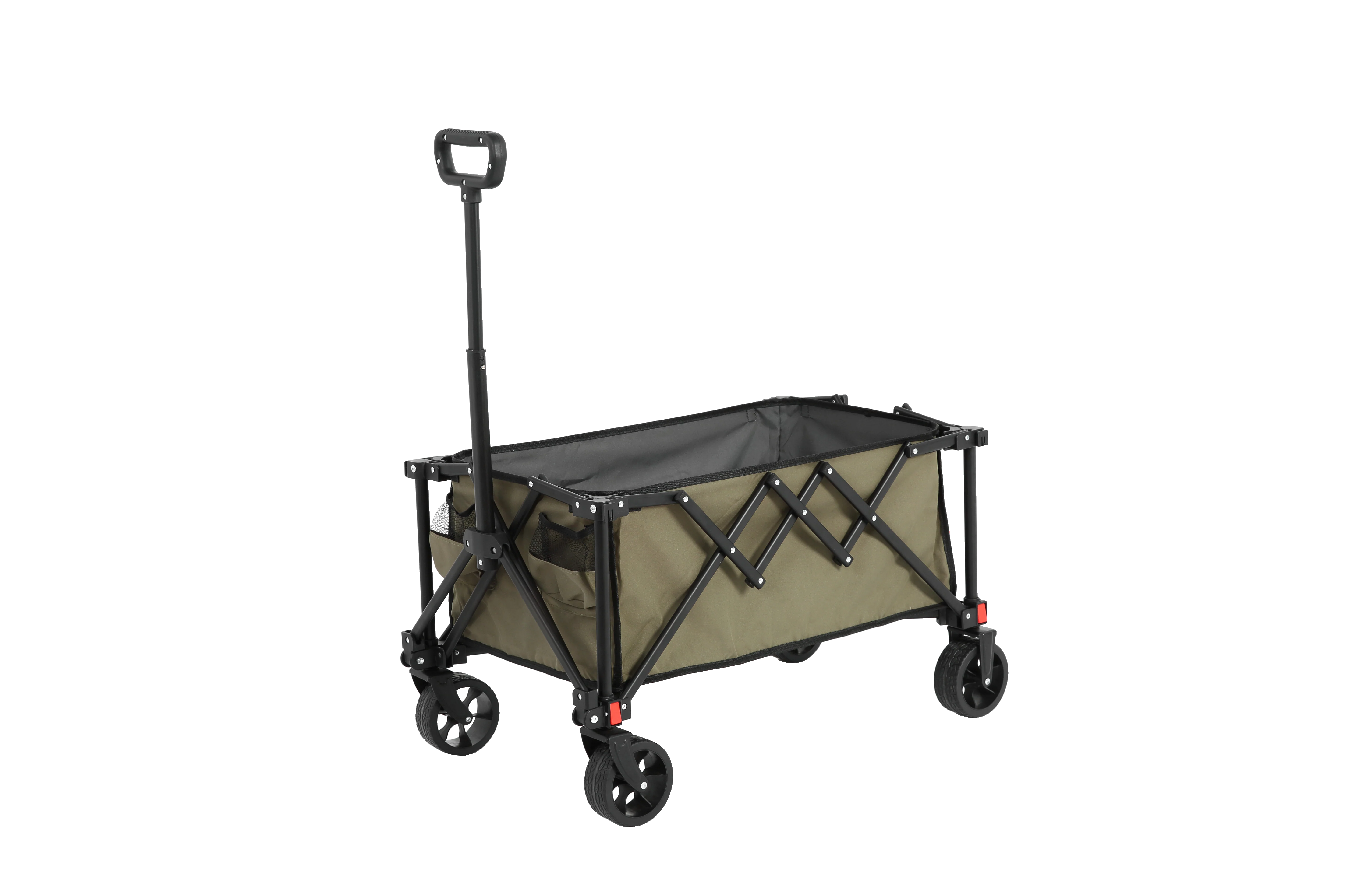 Folding Wagon Carts, all terrain wheels, heavy duty, adjustable handle, army green - Image 4
