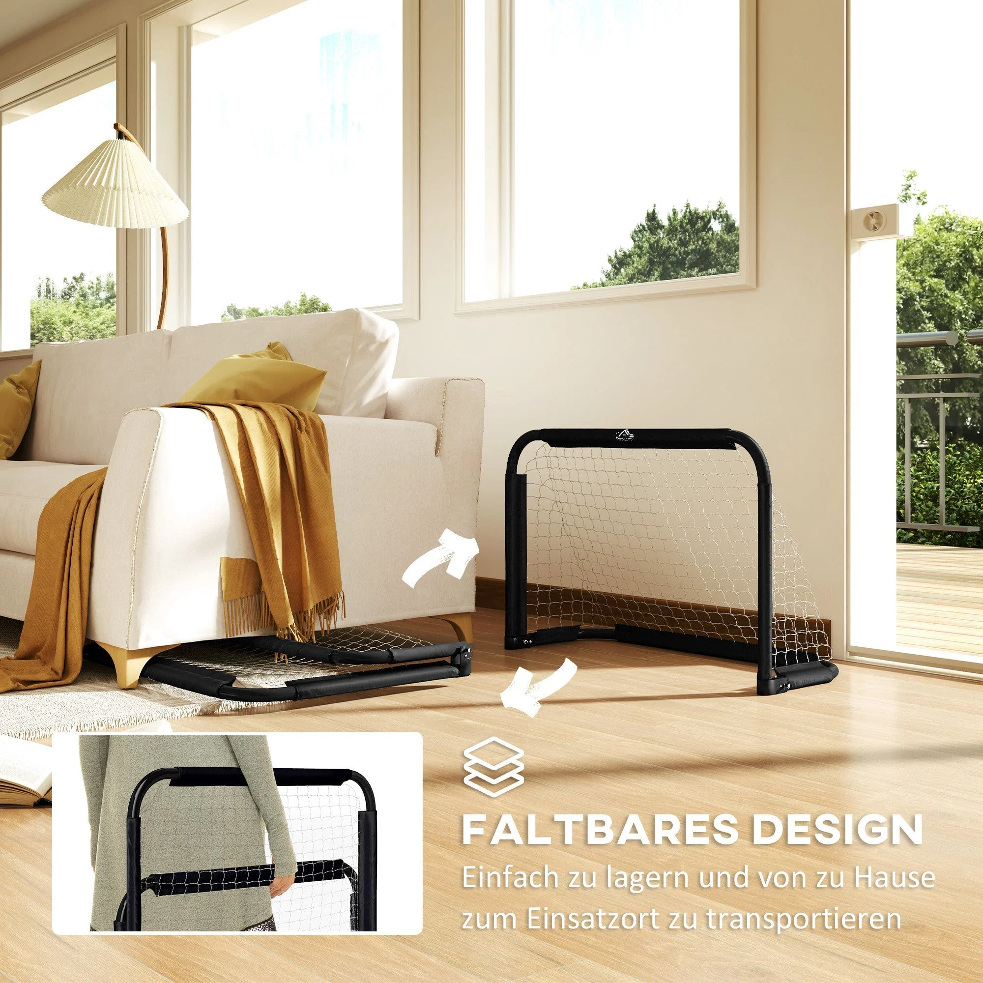 Football Goal Set of 2, Foldable with Metal Frame, Black - Image 6