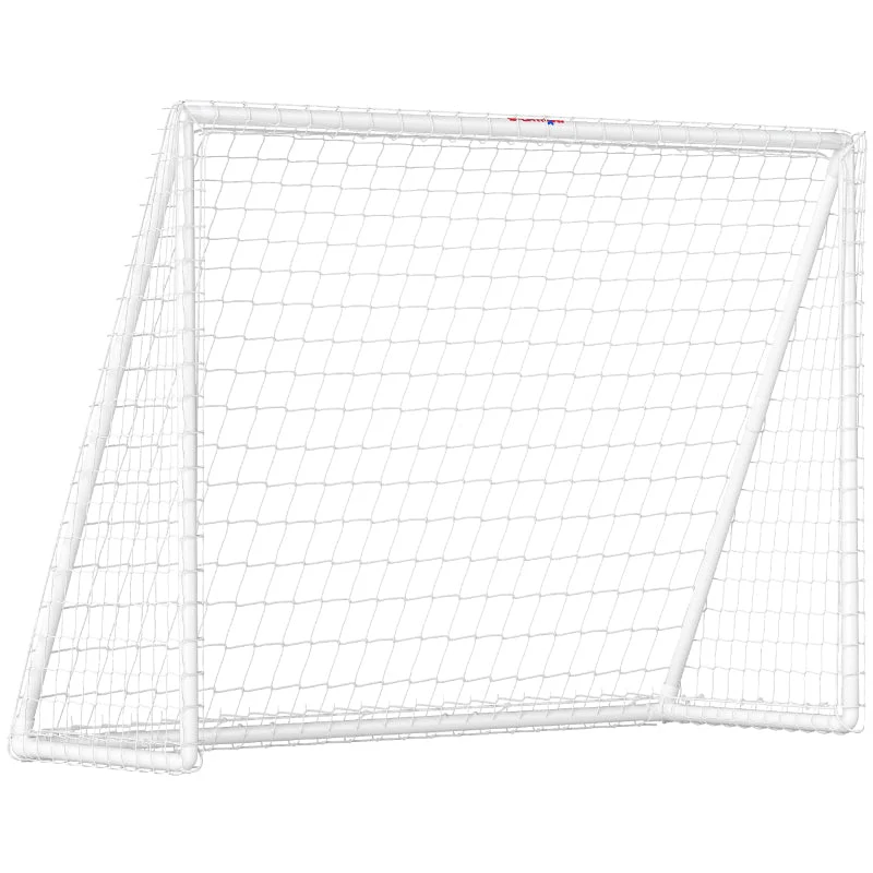 Football Goal with Robust Net and Plastic Frame, 240 x 90 x 180 cm, White