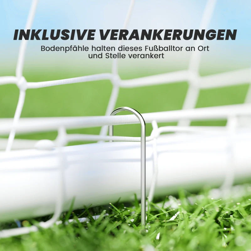 Football Goal with Robust Net and Plastic Frame, 240 x 90 x 180 cm, White - Image 5