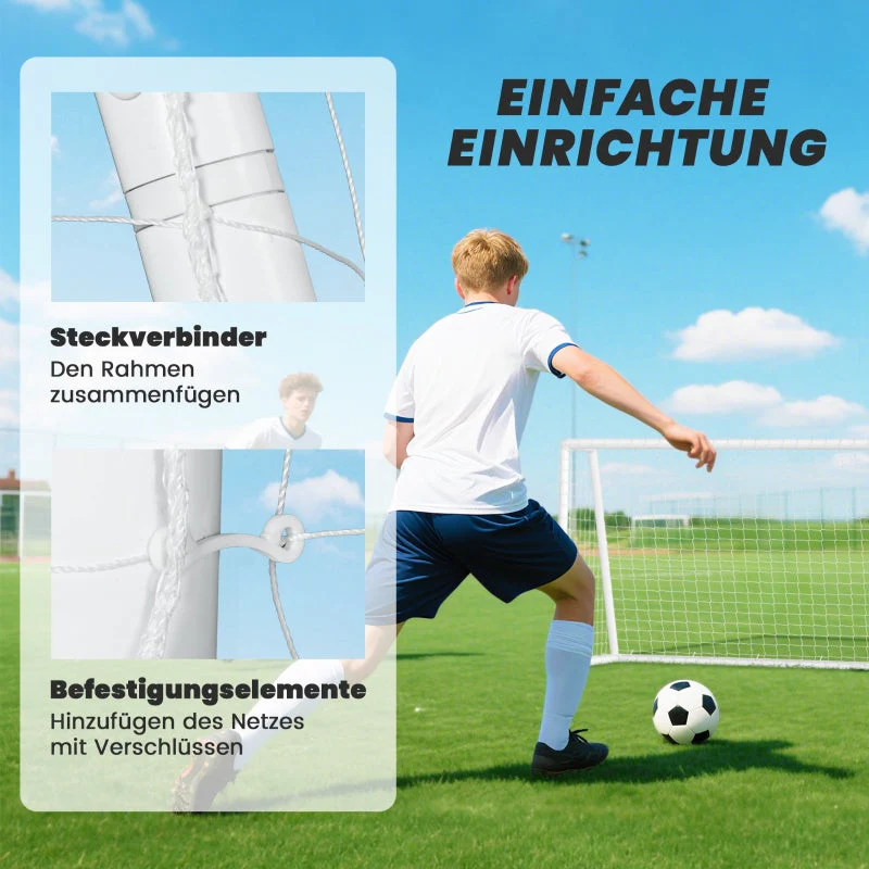Football Goal with Sturdy Net and Plastic Frame, 180x92x124cm, White - Image 4