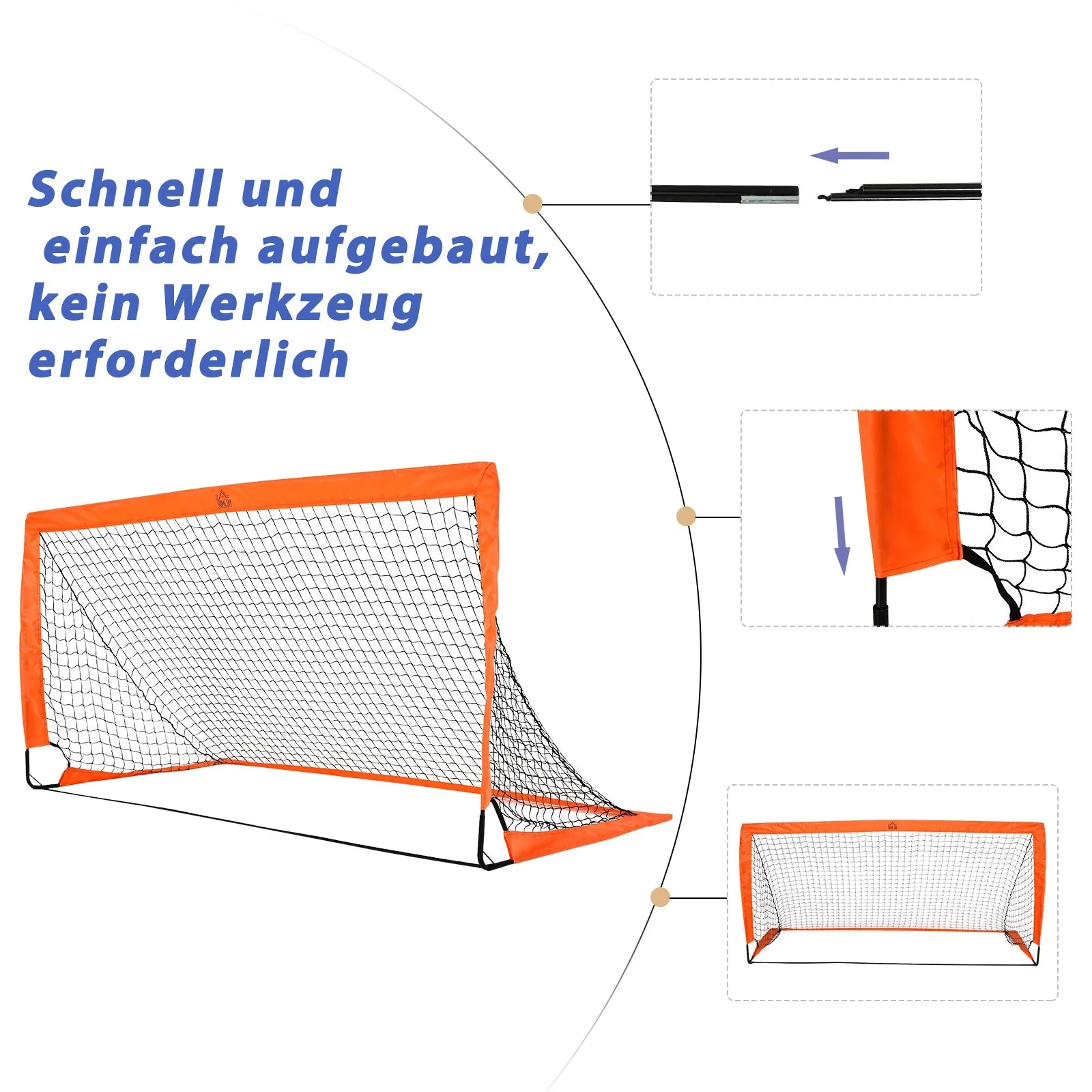 Football Goals, Foldable Mini Metal with Oxford Fabric, Orange - Image 5