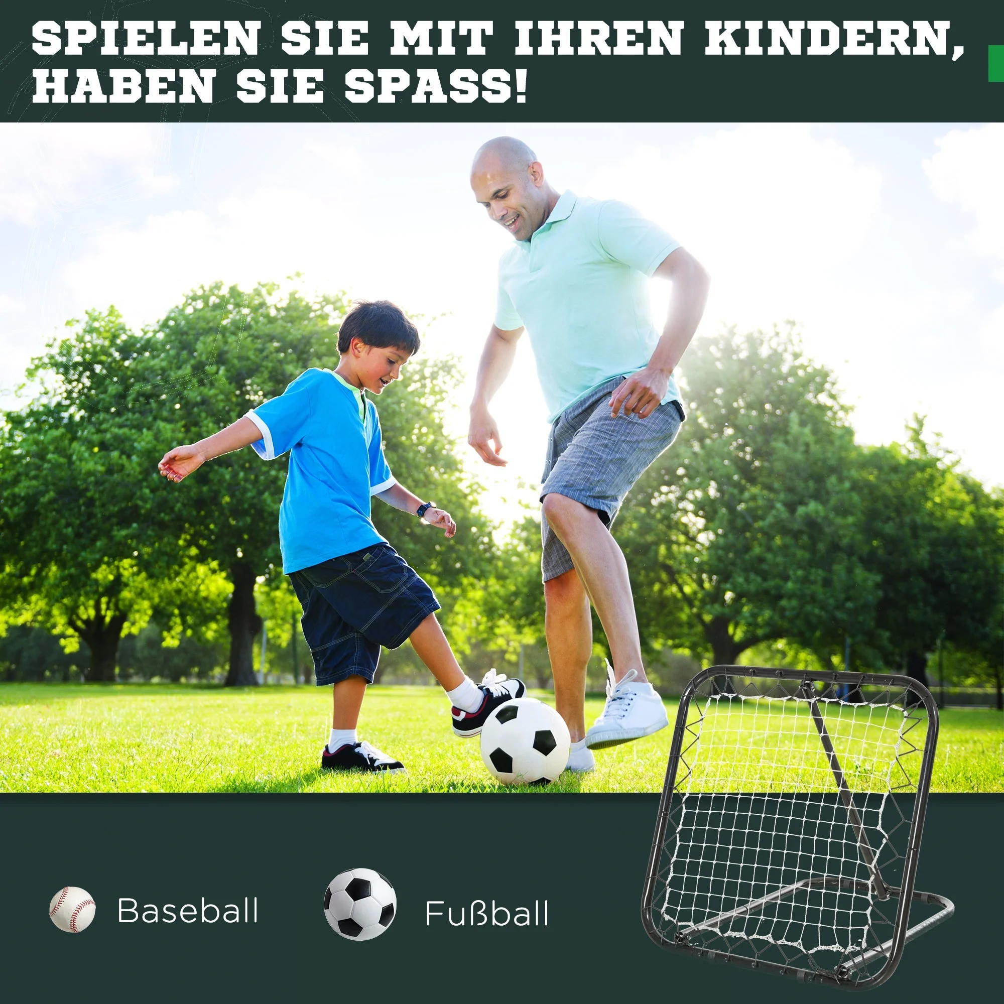 Football Rebounder Foldable Kickback Goal 5 Levels, Metal Black - Image 6