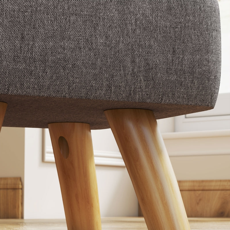 Footstool, Modern Upholstered Ottoman, Grey Linen Look - Image 6
