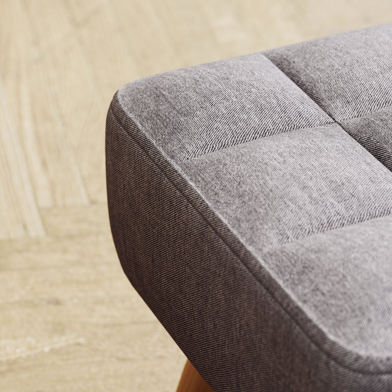 Footstool, Modern Upholstered Ottoman, Grey Linen Look - Image 7