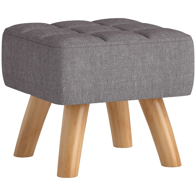 Footstool, Modern Upholstered Ottoman, Grey Linen Look - Image 8