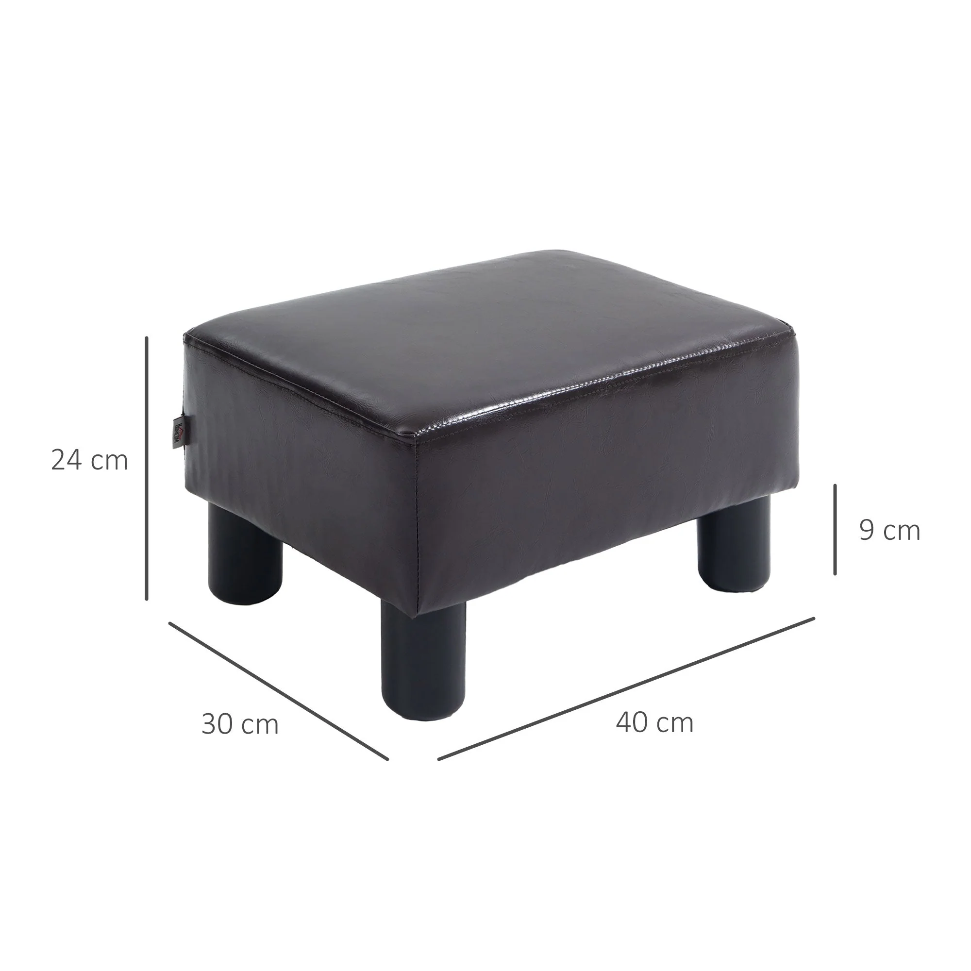 Footstool/Ottoman, Rectangular Footrest, Faux Leather - Image 3