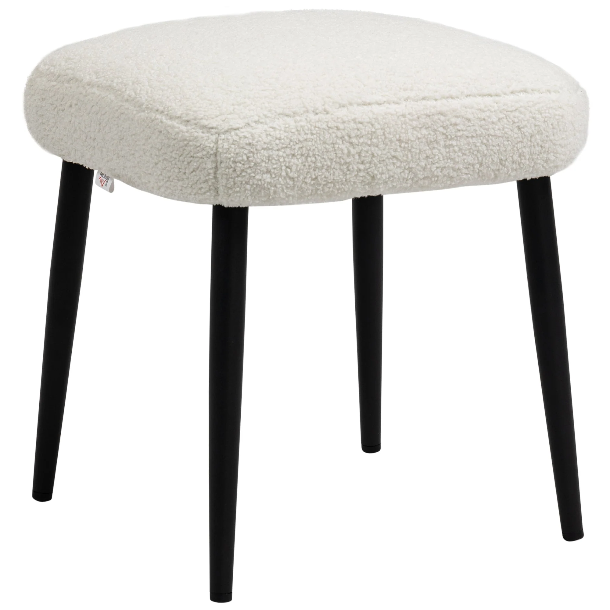 Footstool Square Dressing Stool, Steel Legs, Cashmere Look Cream