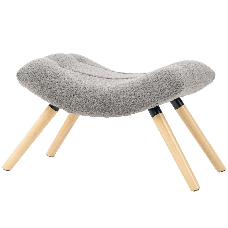 Footstool, Upholstered Stool, 120 kg Load Capacity, Light Grey - Image 2