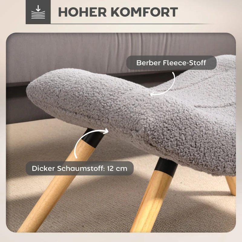 Footstool, Upholstered Stool, 120 kg Load Capacity, Light Grey - Image 5