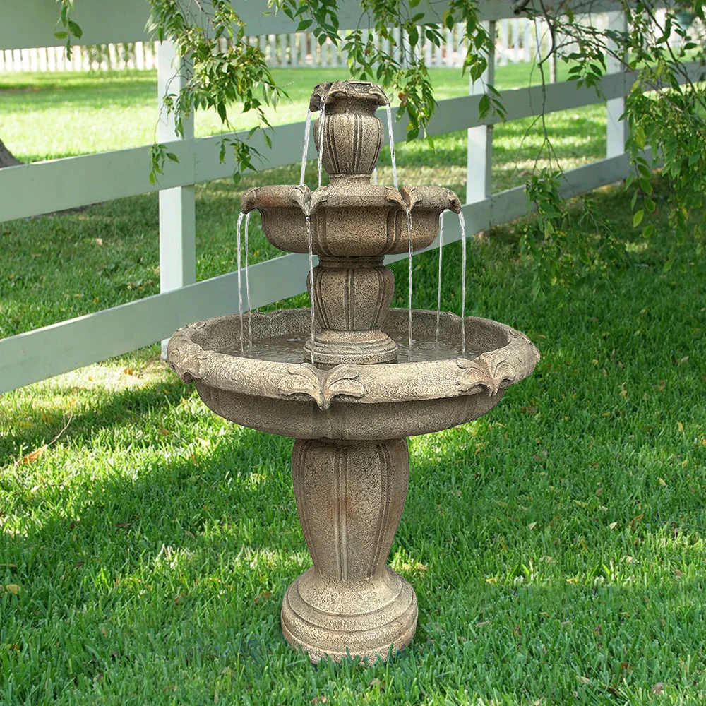 Fountain, Modern Outdoor 122cm High Electric Pump, Concrete - Image 3