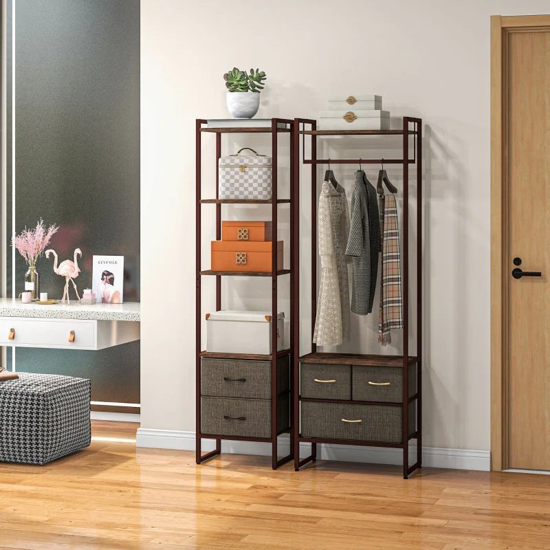 Four-Tier Display Shelf with Bottom Drawers, Industrial Steel - Image 2