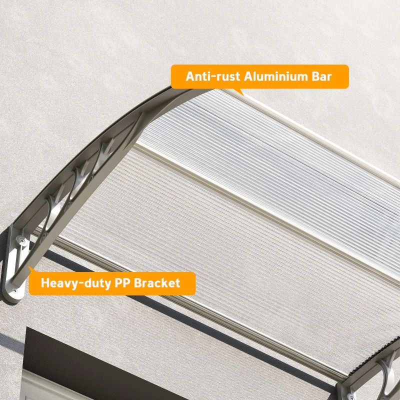 Front Door Canopy Outdoor Awning 100x75cm UV Rain Shelter Polycarbonate Clear - Image 7