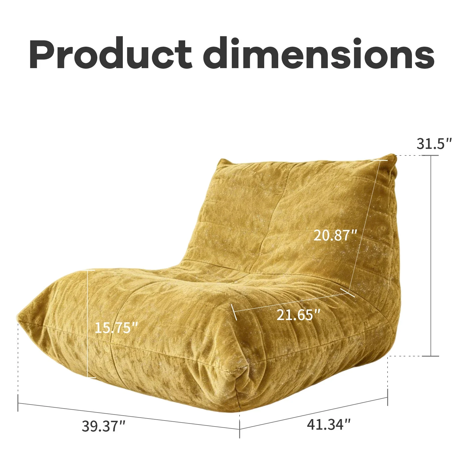 FTMMC-HUANGSE Bean Bag Chair 5-Way Support, Yellow - Image 2