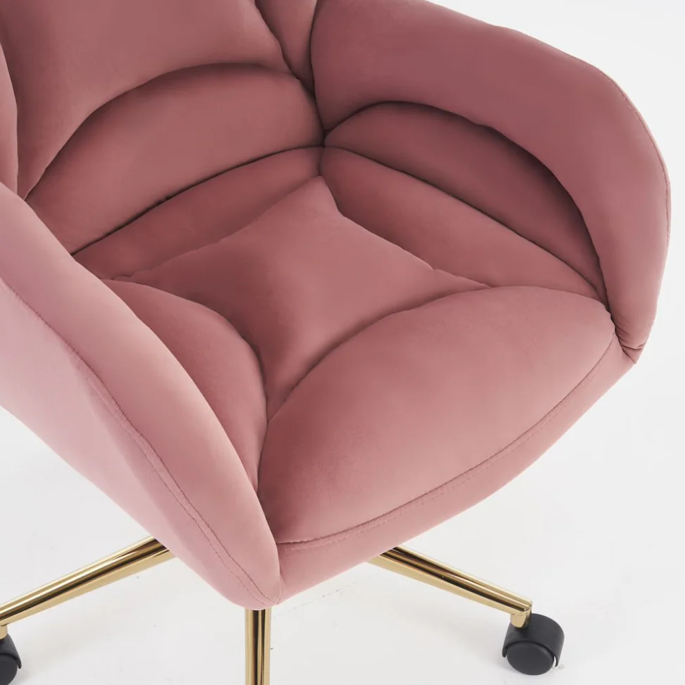 Full KD Velvet Fabric Adjustable Height Swivel Home Office Chair, Pink - Image 4