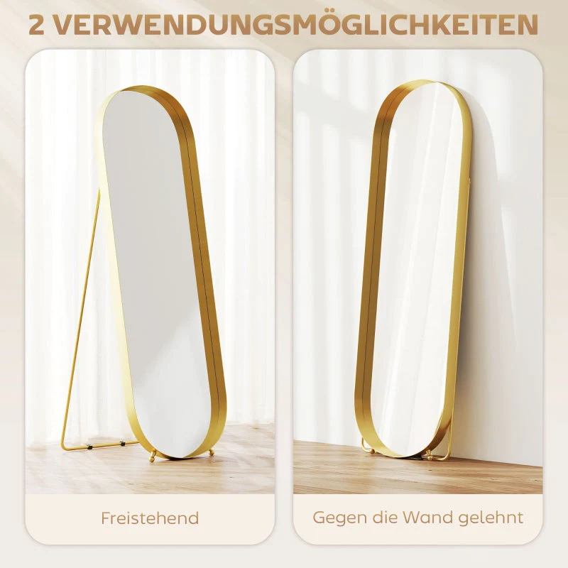 Full Length Mirror, 160 x 50 cm, Metal Framed, Gold - Image 5