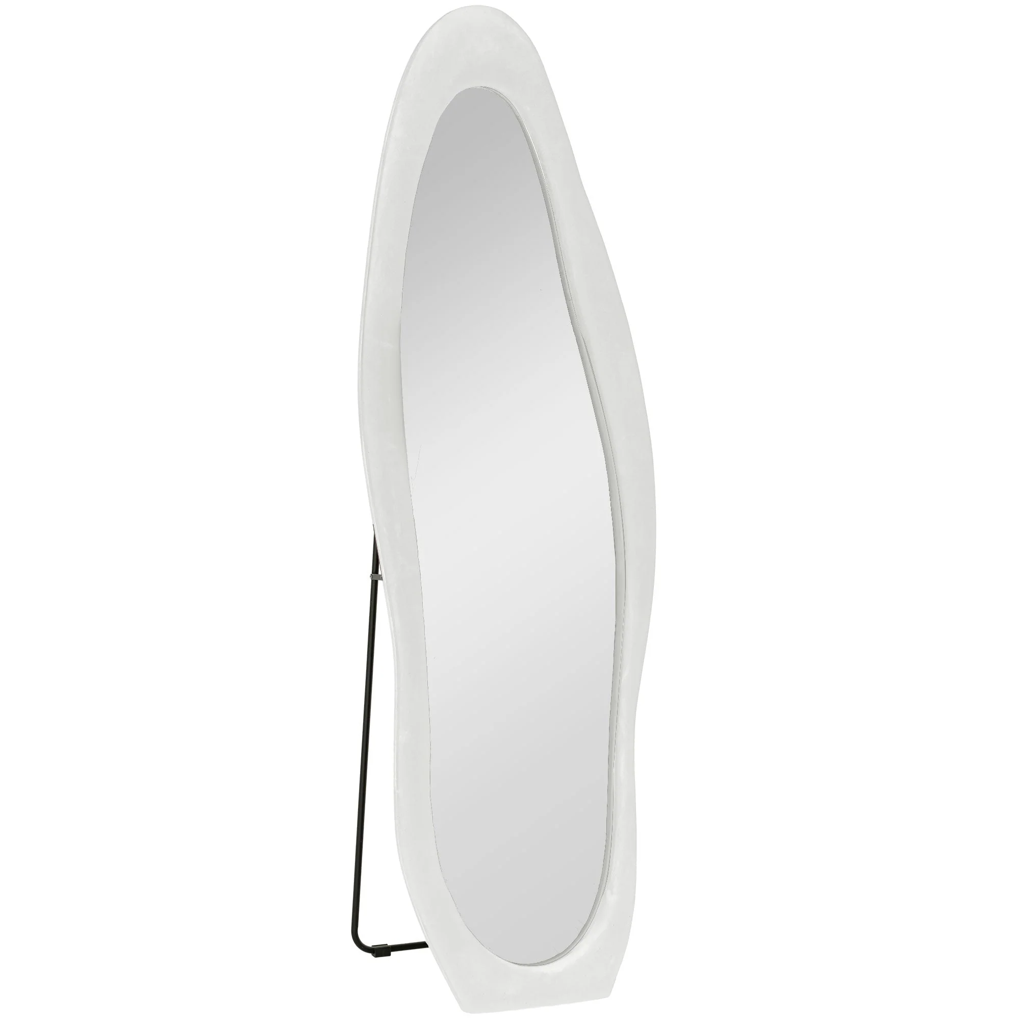 Full Length Mirror, 50 x 160 cm, Irregular Wavy, White Velvet