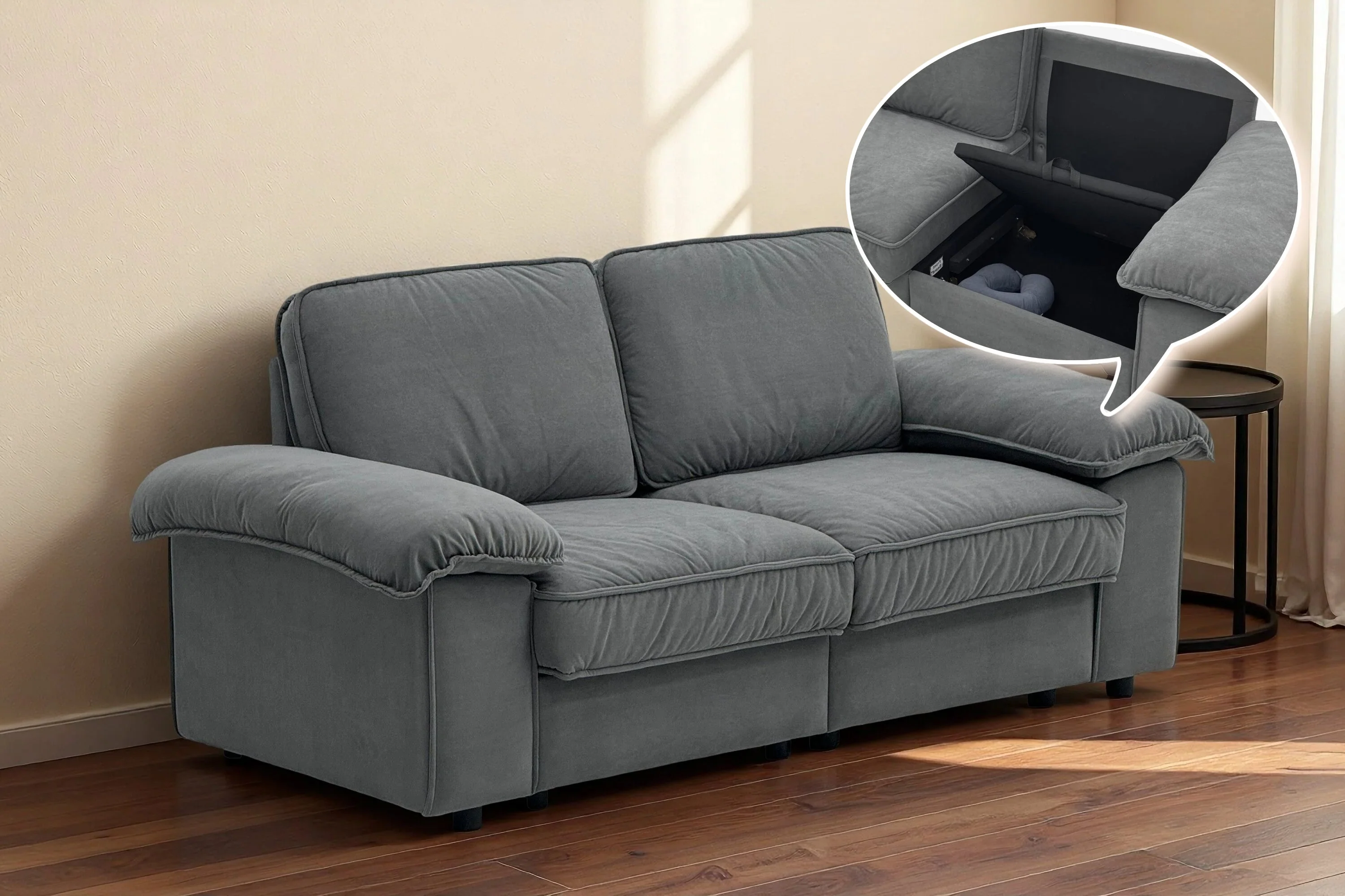 FX-P20EU-GY1 Modern Sofa with Hidden Storage Comfortable Upholstery Grey - Image 8