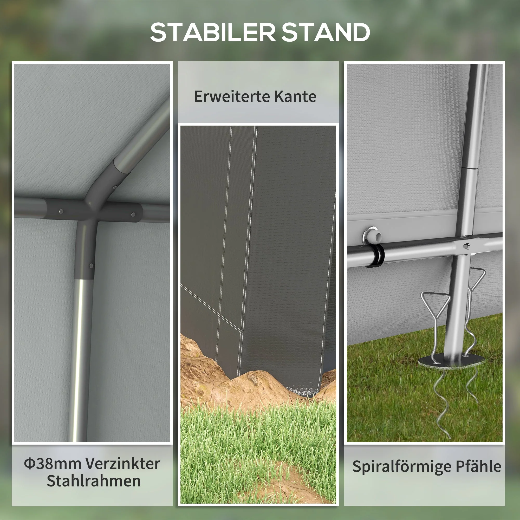Garage Tent 2.1x3.6m Storage UV Protection Water-Repellent, Dark Grey - Image 5