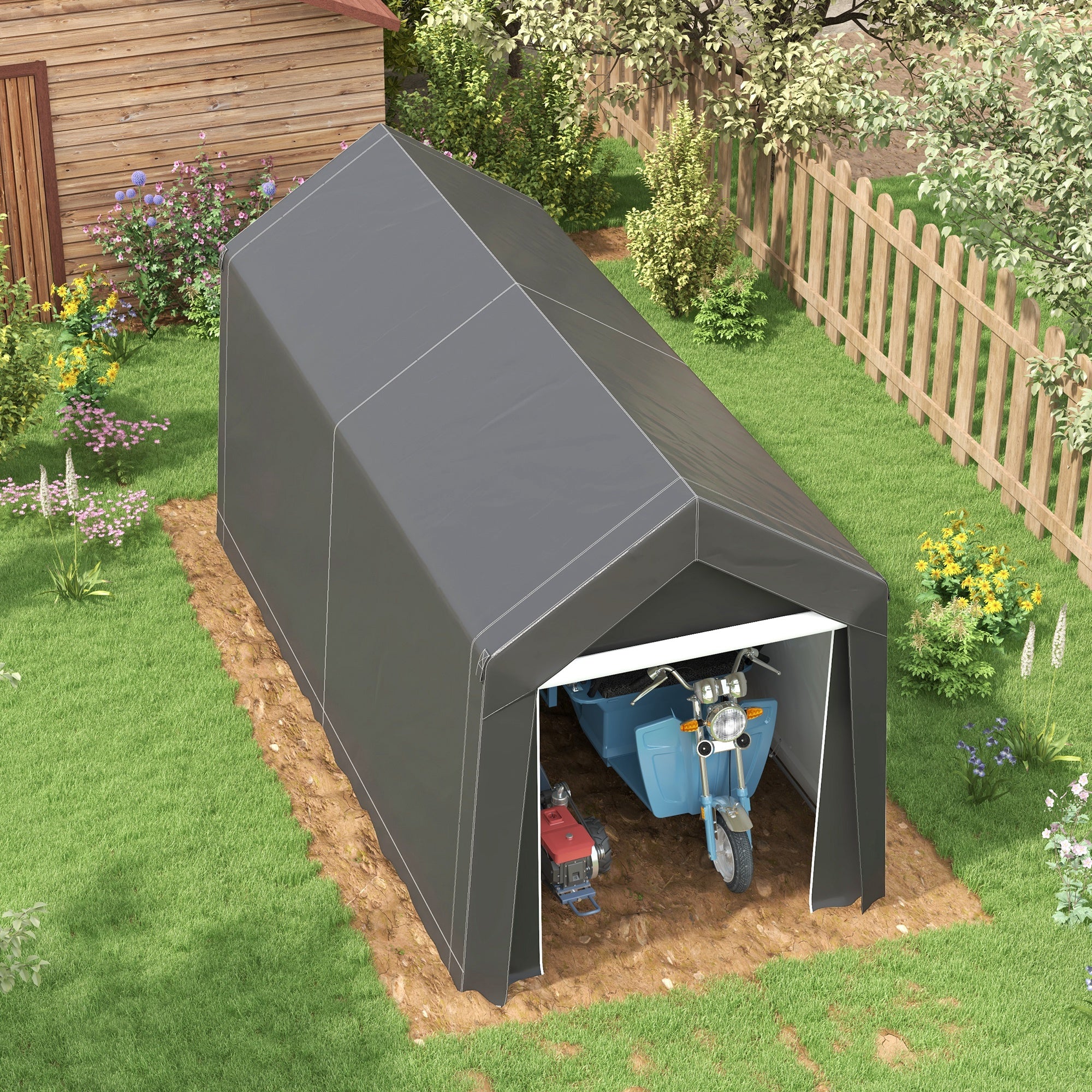 Garage Tent 2.1x3.6m Storage UV Protection Water-Repellent, Dark Grey - Image 8