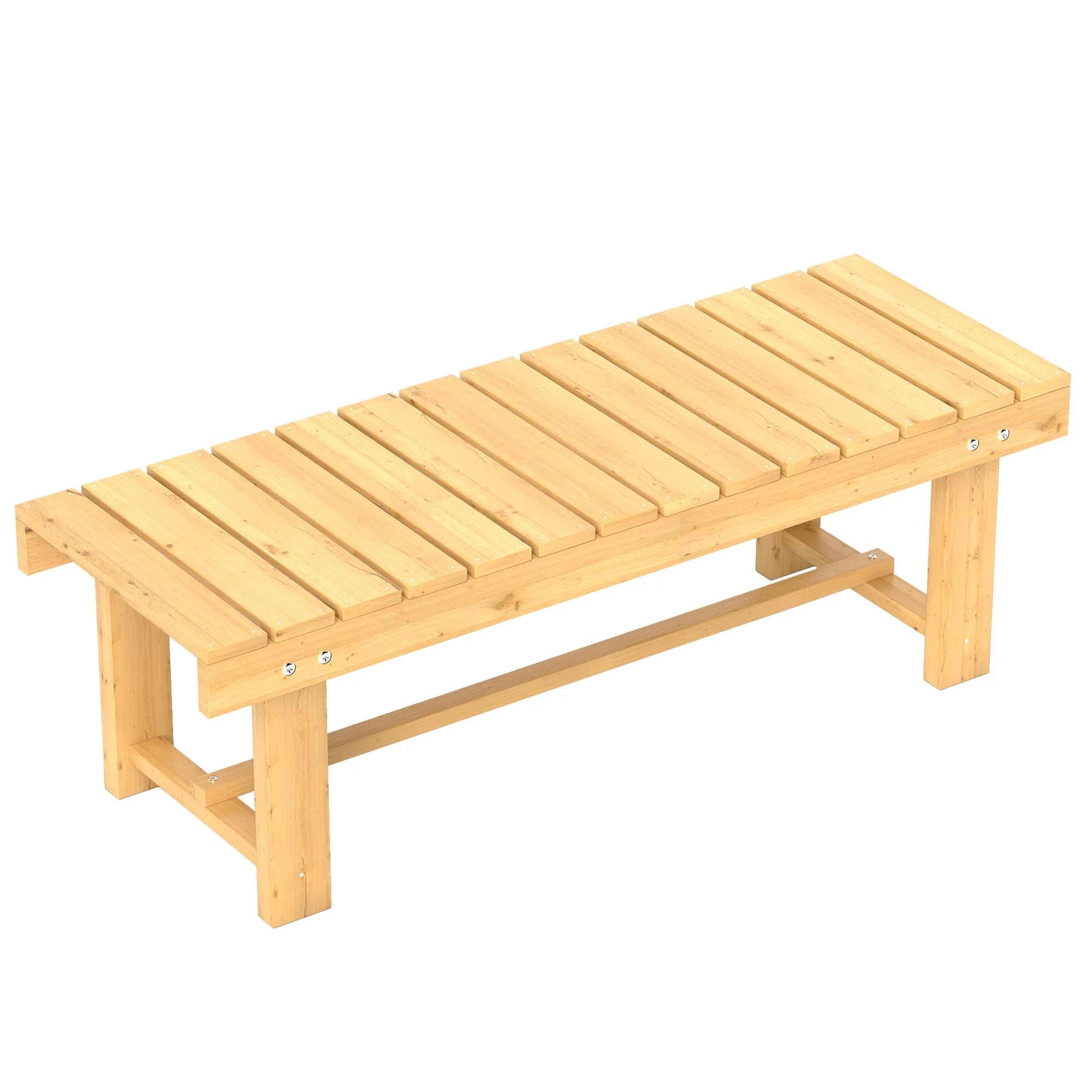 Garden Bench 2-Seater, Waterproof Durable 110x38x35cm Solid Wood, Natural Color - Image 2