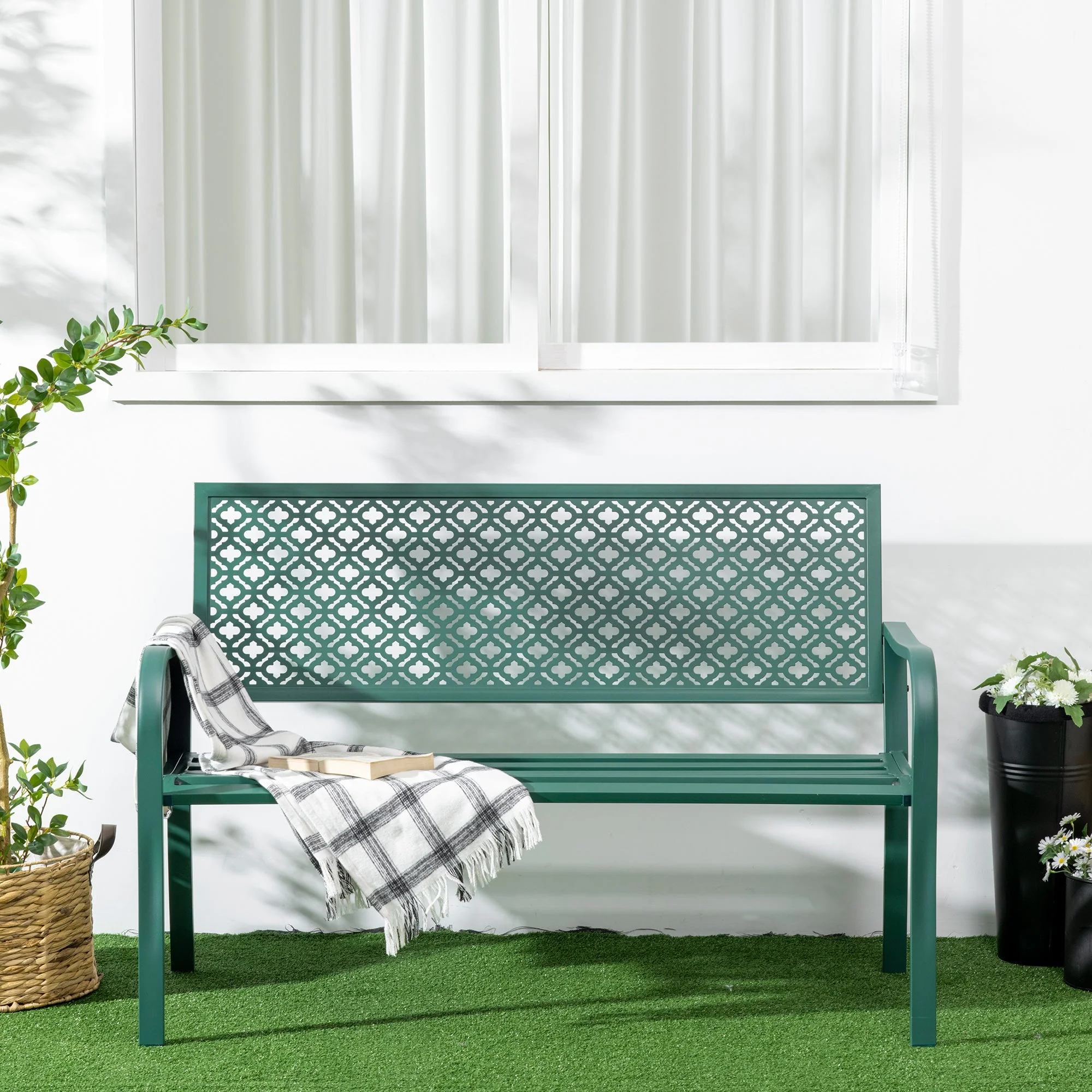 Garden Bench, 280 kg Load Capacity Weatherproof, Dark Green - Image 6
