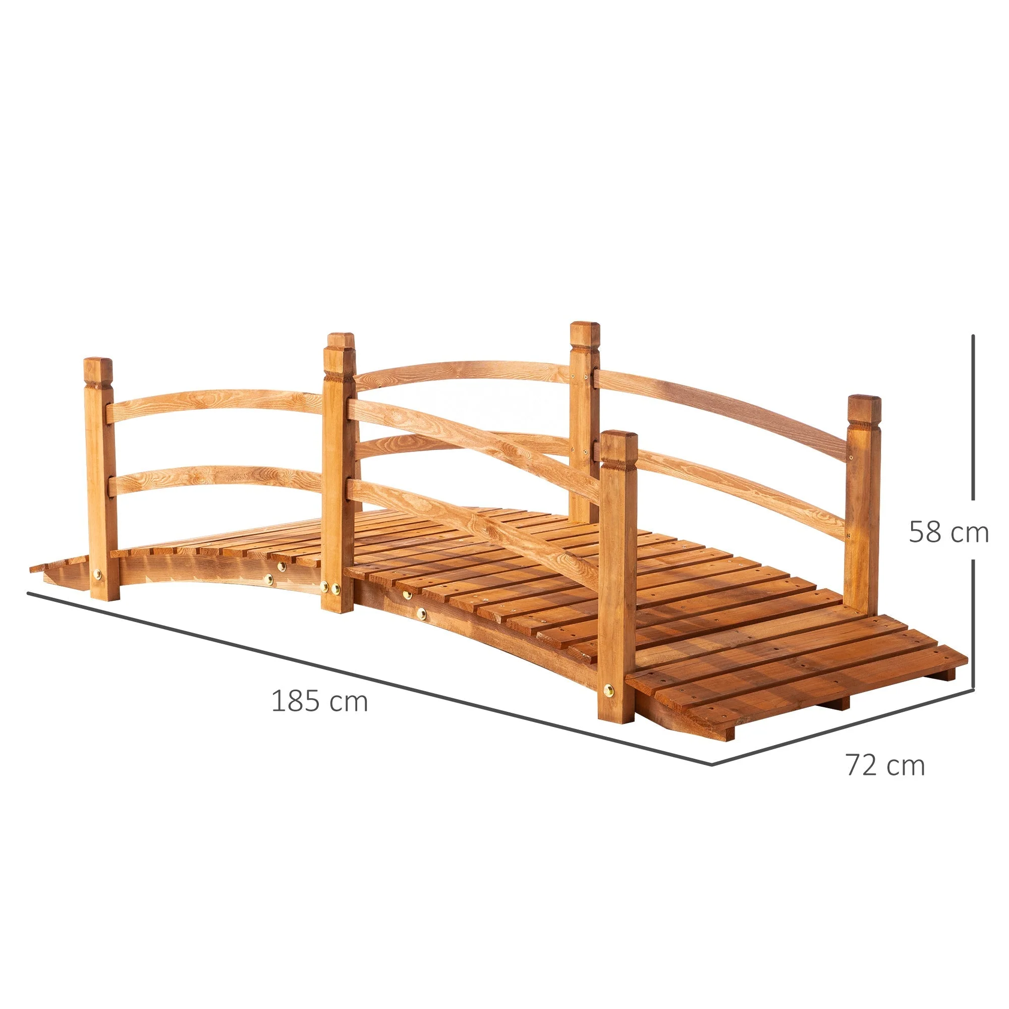 Garden Bridge 185m with Railing, 200kg Solid Wood - Image 3