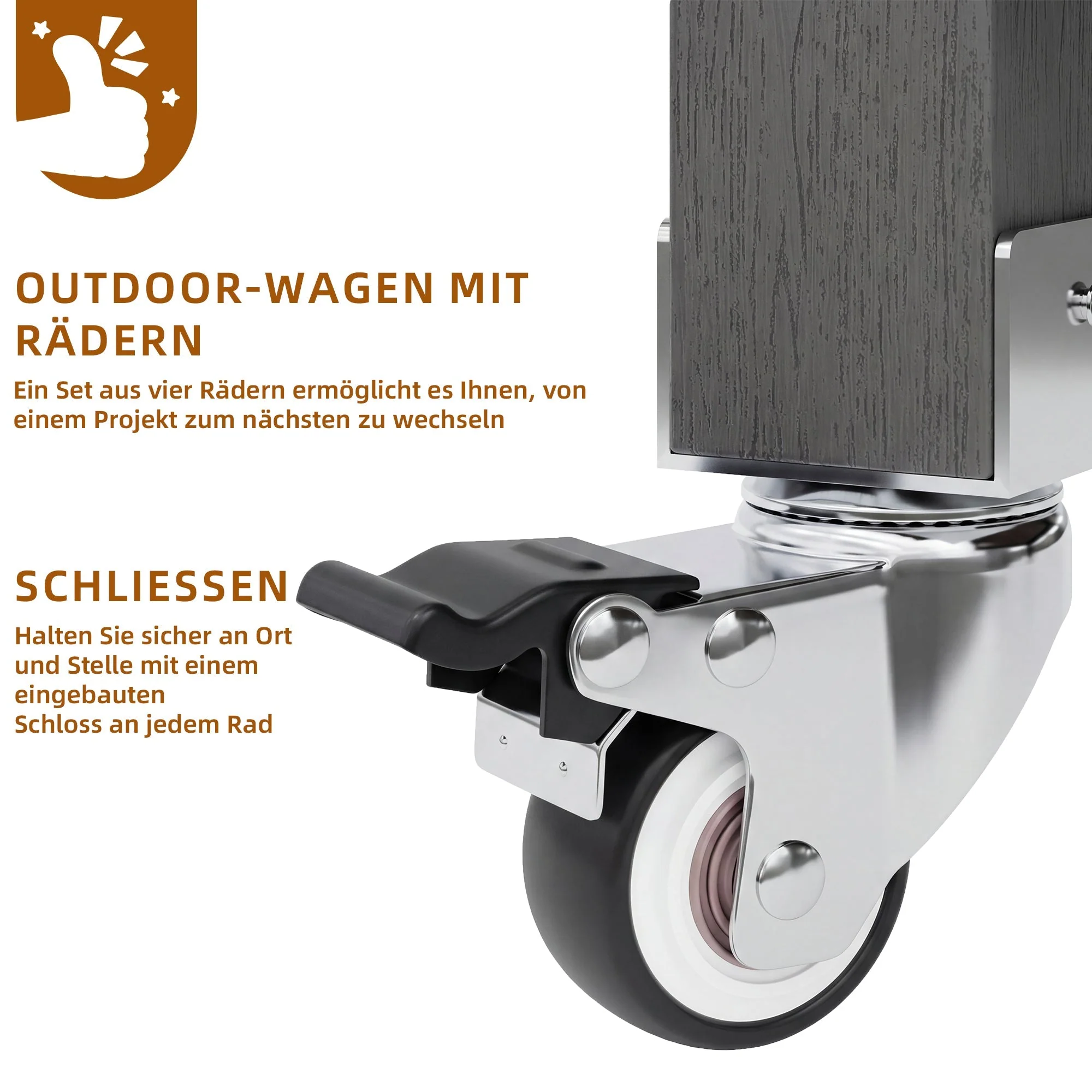 Garden Cabinet with Wheels, Drawer and Towel Rack, Stainless Steel Worktop - Image 5