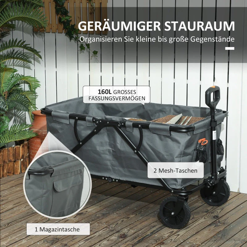 Garden Cart, Foldable 120 kg 160L, Dark Gray - Image 3