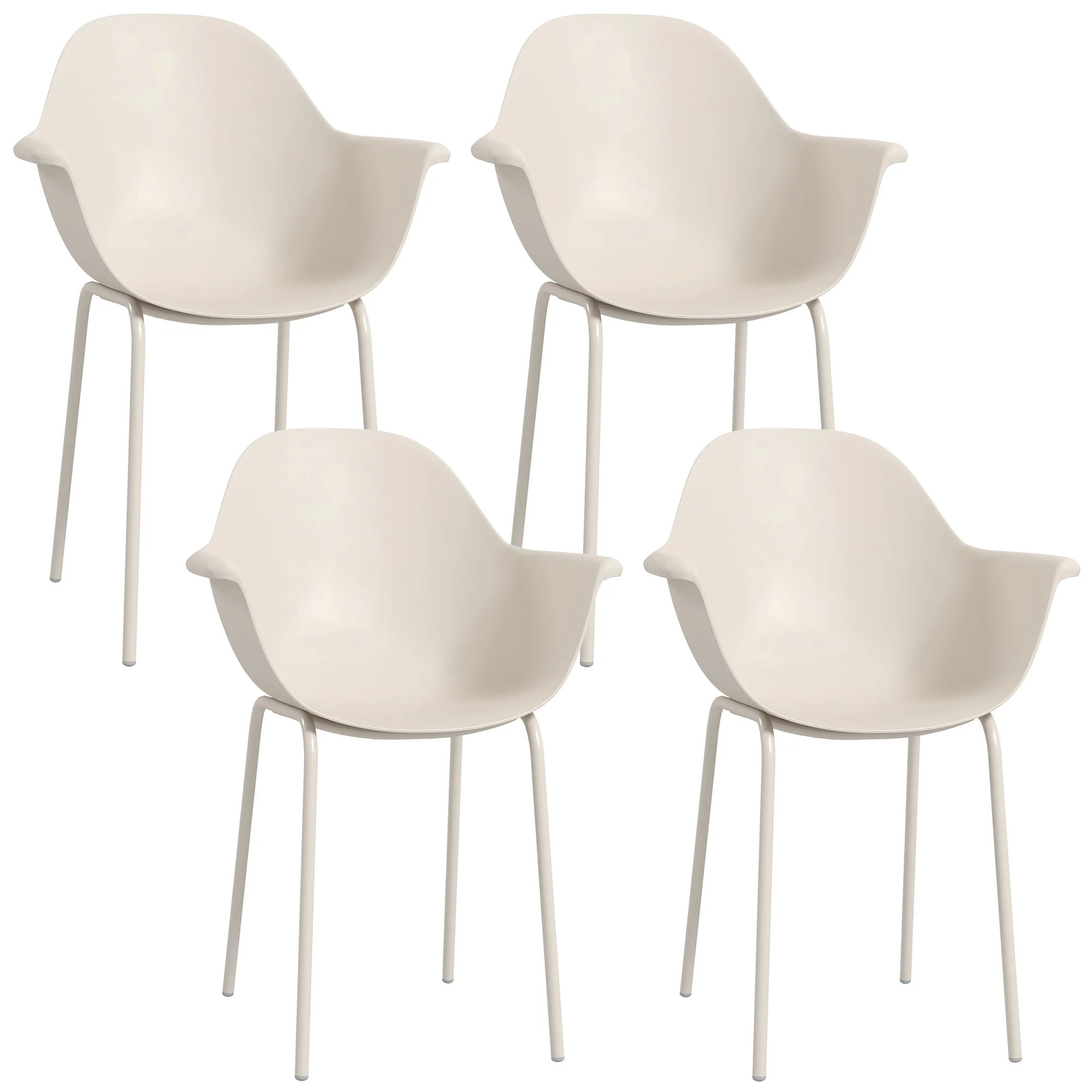 Garden Chair Set of 4 Stackable with Armrests, 120 kg capacity, Grey - Image 2