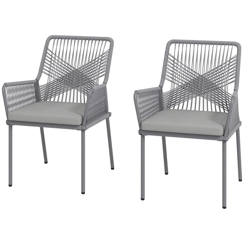 Garden Chairs, Set of 2, Rattan, Dark Grey - Image 2