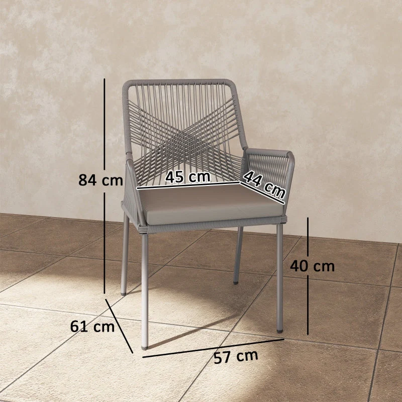 Garden Chairs, Set of 2, Rattan, Dark Grey - Image 3