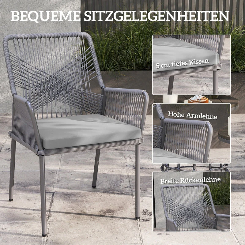 Garden Chairs, Set of 2, Rattan, Dark Grey - Image 4