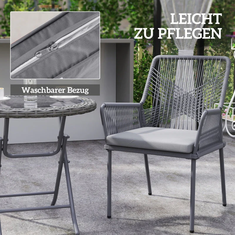 Garden Chairs, Set of 2, Rattan, Dark Grey - Image 6