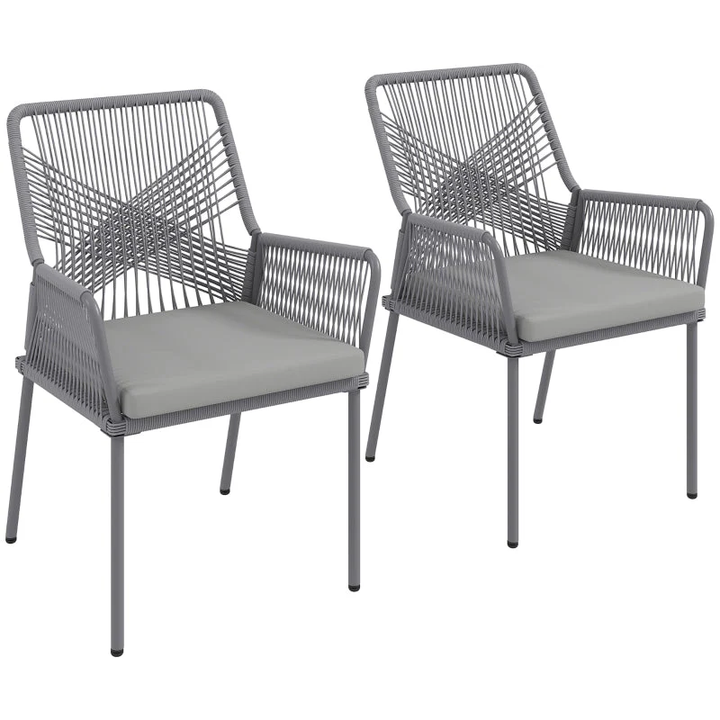 Garden Chairs, Set of 2, Rattan, Dark Grey - Image 7