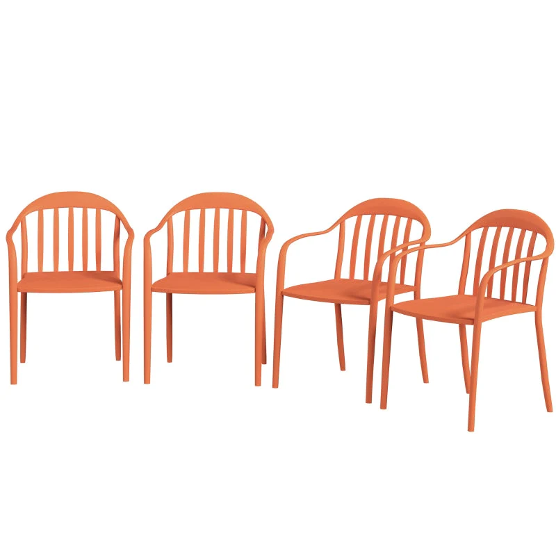 Garden Chairs Set of 4, Stackable Armchair 120 kg Support, Plastic Red - Image 2