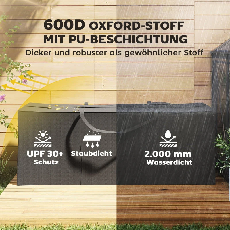 Garden Cushion Storage Bag, Waterproof UV-Resistant 600D Oxford, Black - Image 3