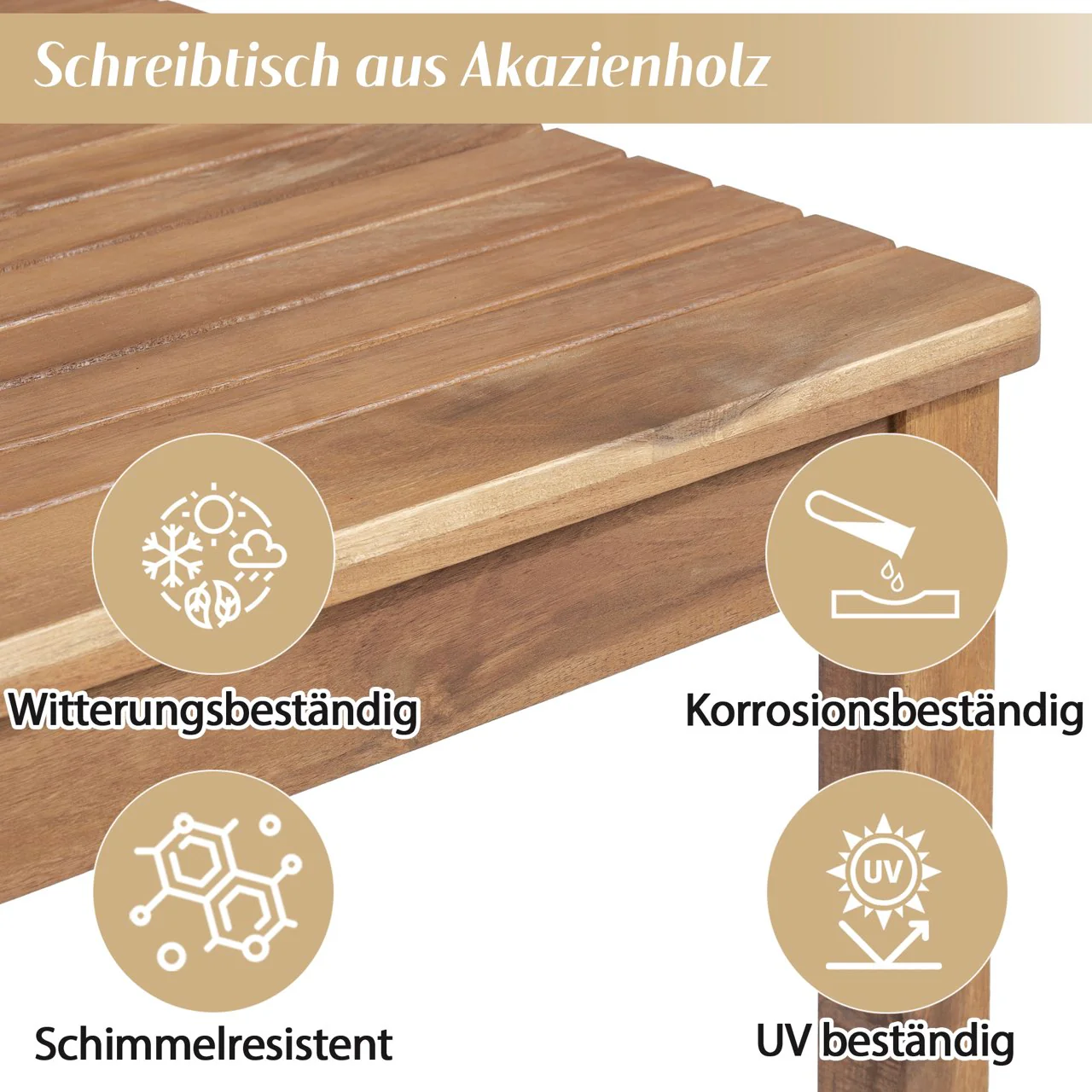 Garden Dining Set with 1 Table and 6 Chairs, Solid Wood and Beige - Image 7