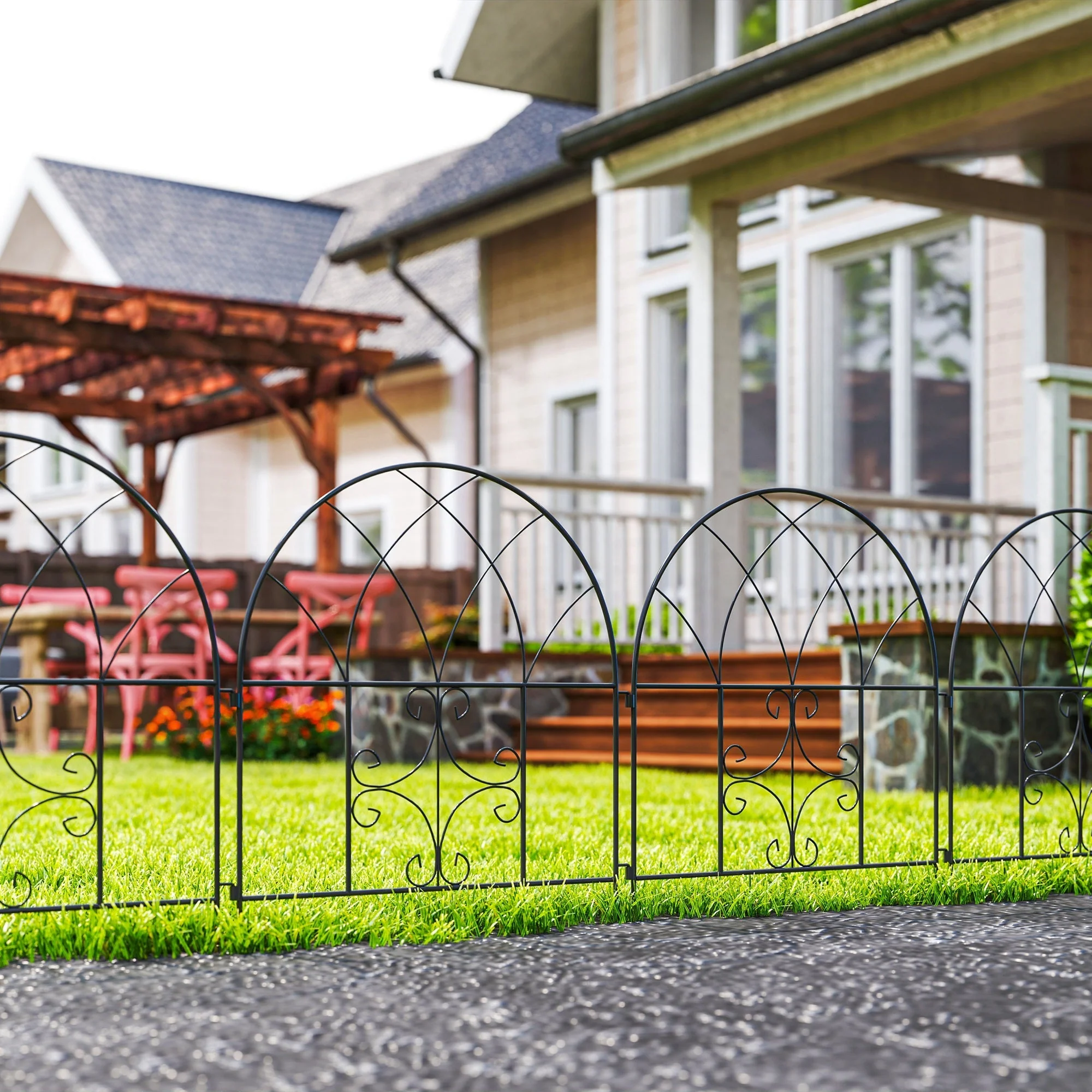 Garden Fence Decorative Mesh Set 300x70cm, Steel Black - Image 2