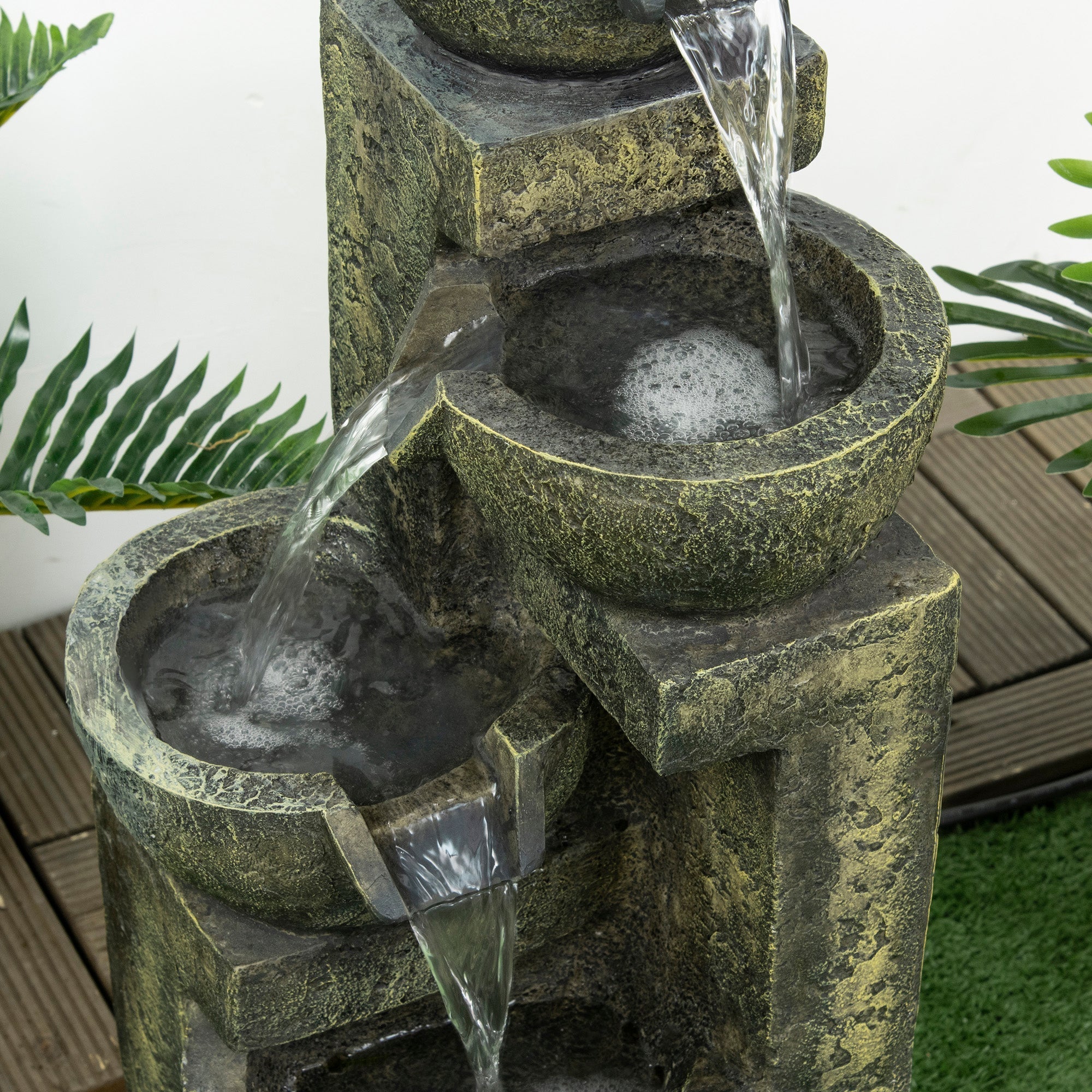 Garden Fountain with 4 Adjustable Flow Levels, Water Feature Waterfall, Synthetic Resin - Image 7